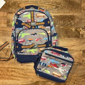 Pottery Barn Brody Cars Large Backpack and Lunchbox.